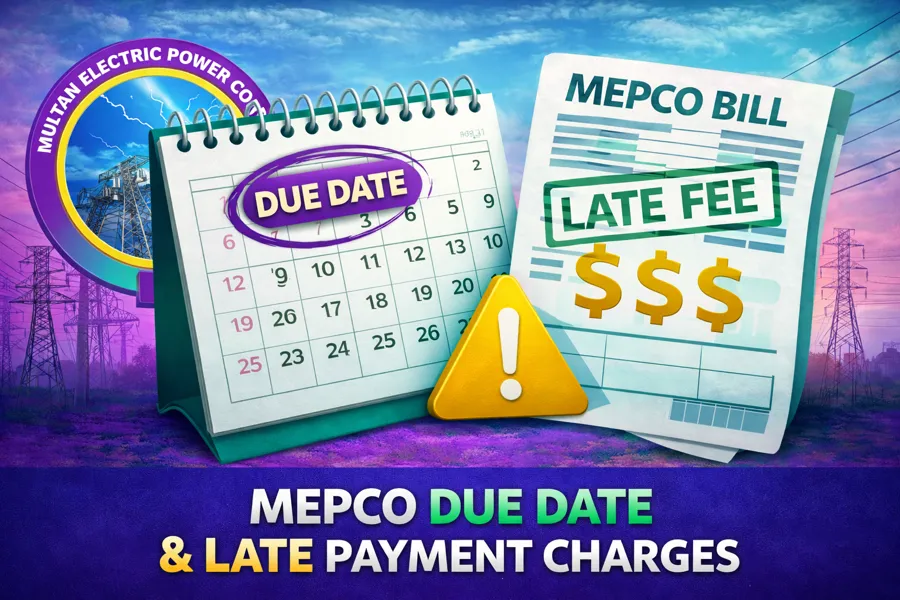 MEPCO bill due date and late payment charges of electricity bill